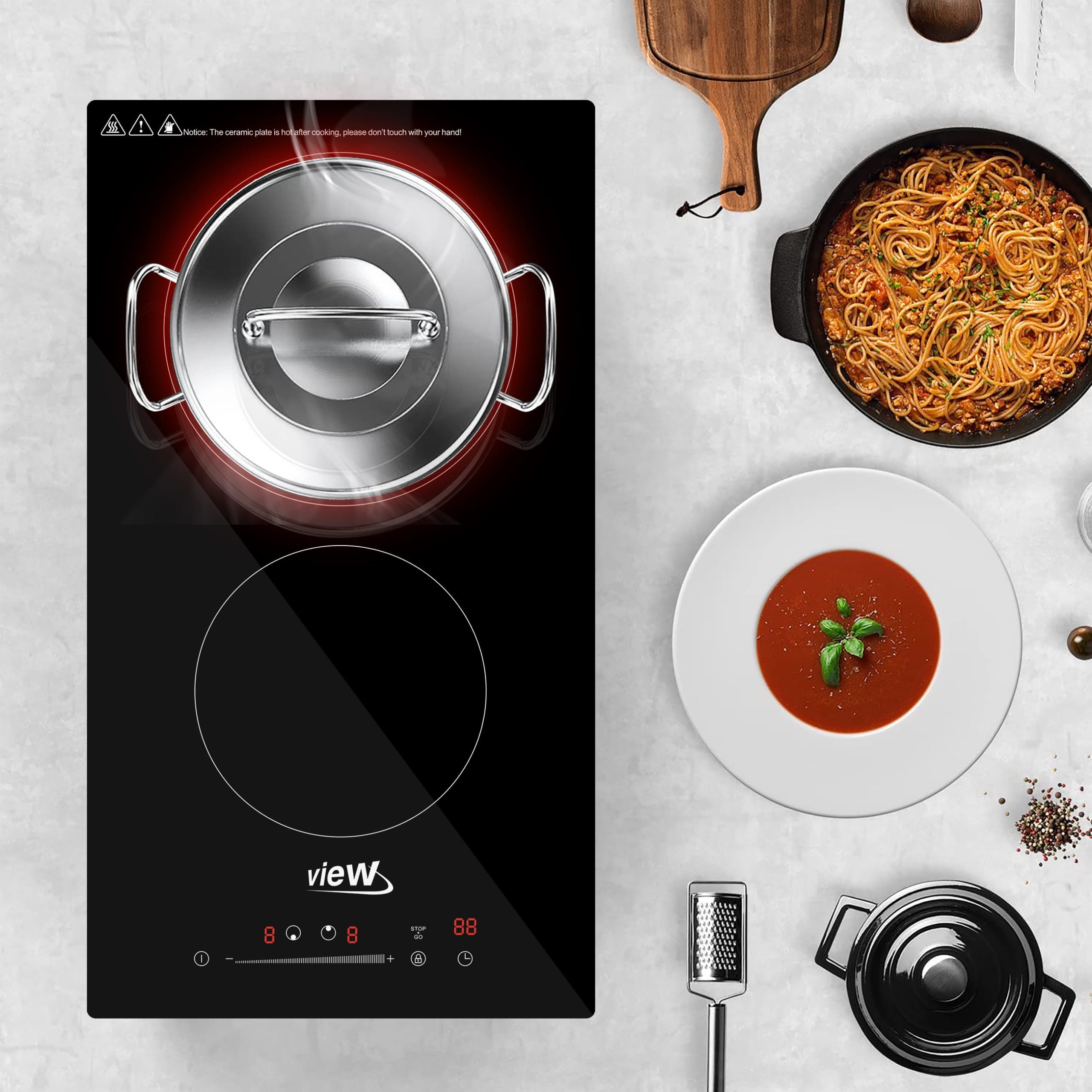 2-Burner Electric Ceramic Hob – Built-in Design